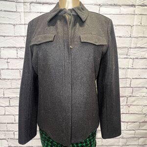 J.Crew  Gray Wool Blend Collared Full Zipper Lined Blazer Jacket Medium